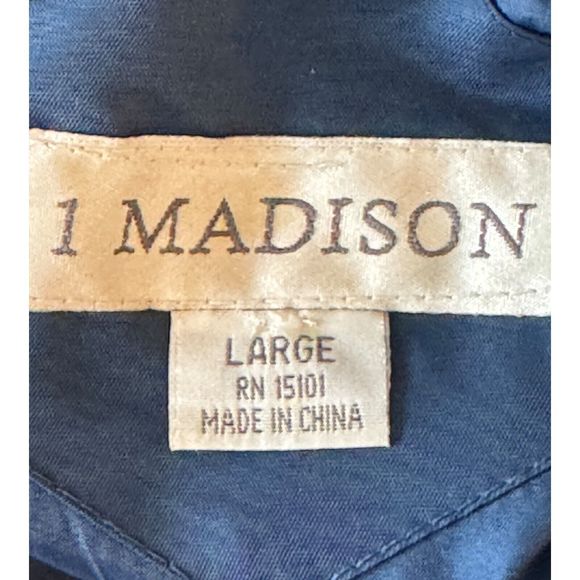 1 Madison Women L Blue 3/4 Length Detachable Fox Fur Trim Hood Zip Puffer Jacket - Picture 2 of 7